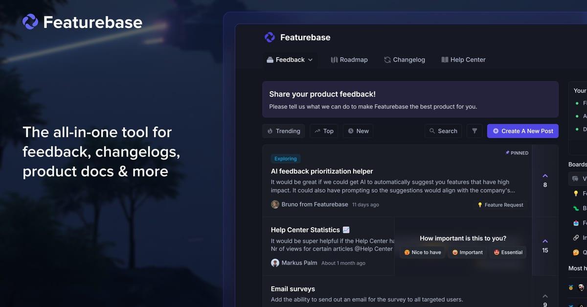 User Feedback Boards โ Featurebase