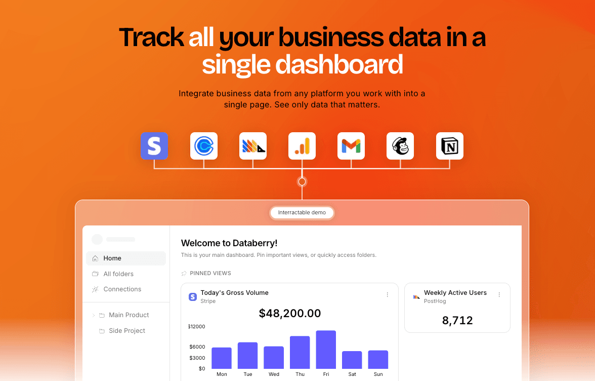 Databerry — All your business data in one place. Built for founders.